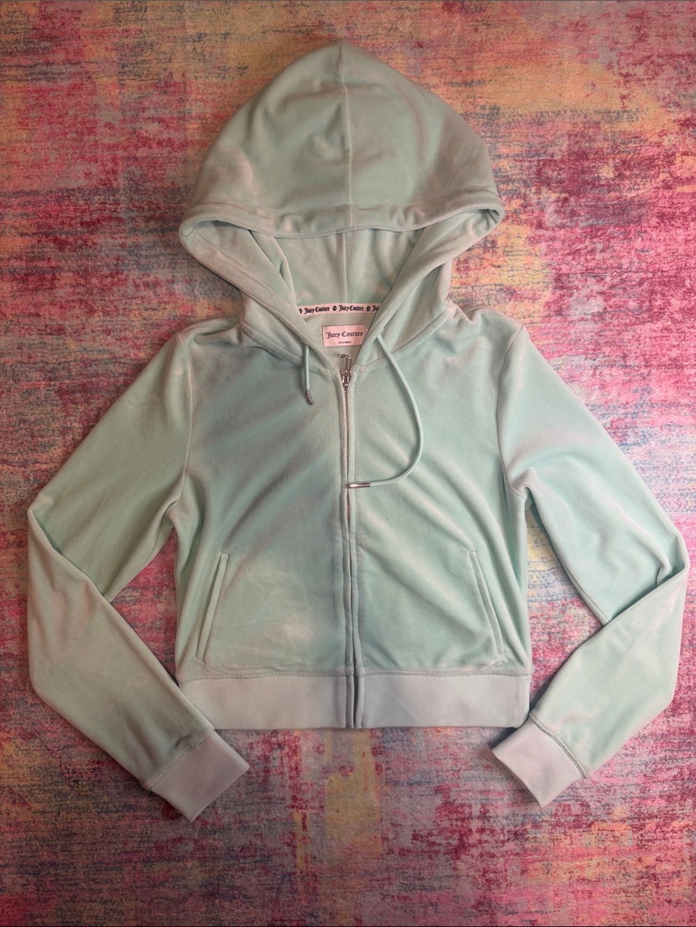 Juicy Couture Mint Velour Zip-Up Hoodie Jacket